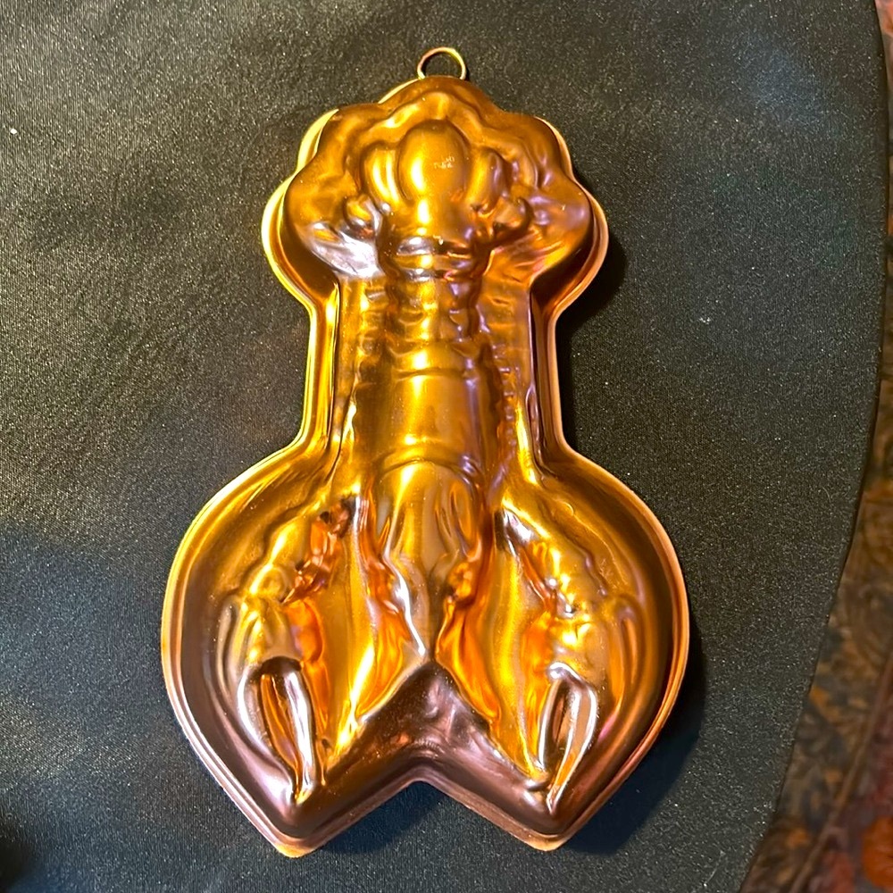 Vintage Gold Metallic Lobster Mold by Vintage